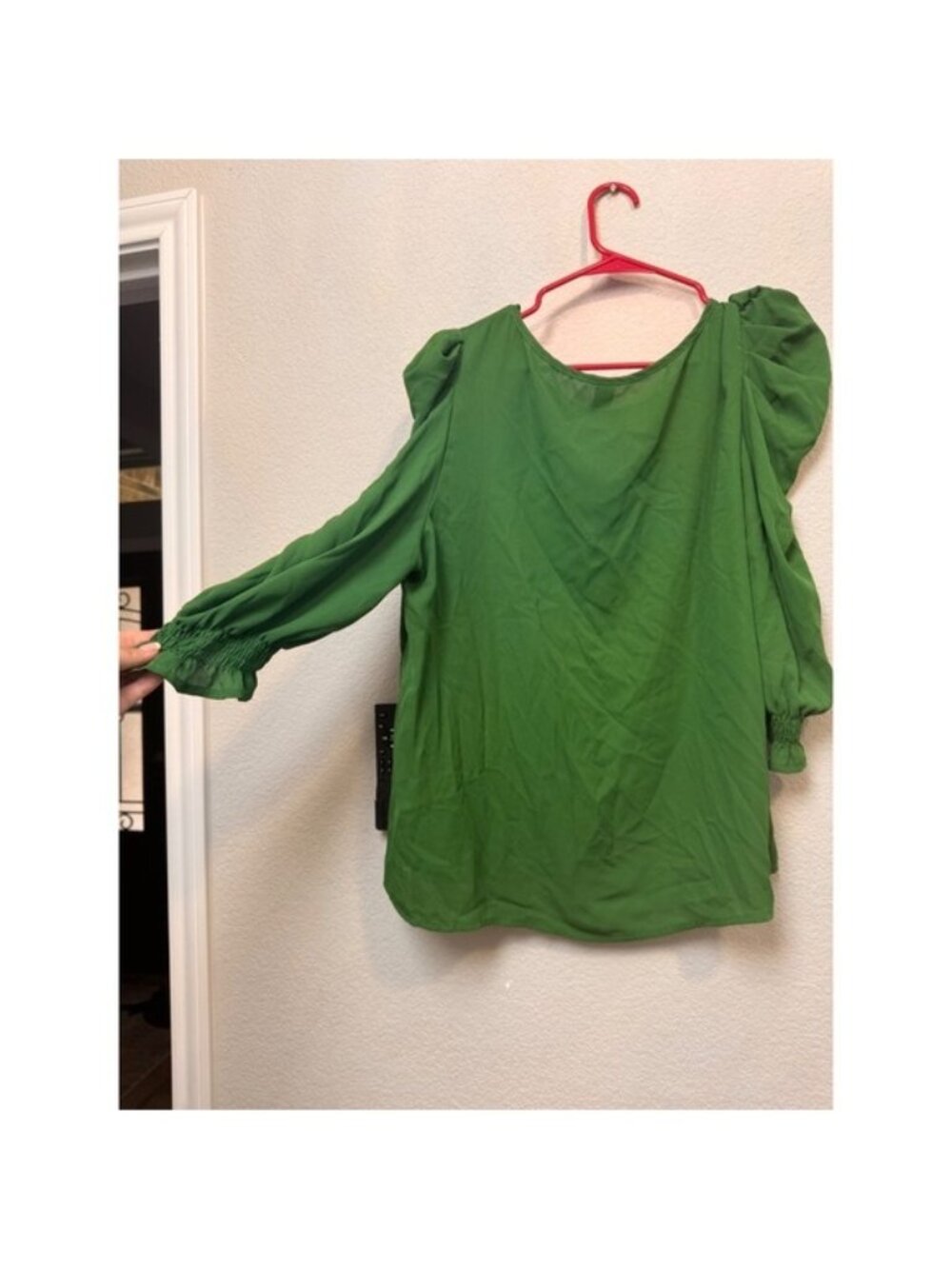 SHEIN CURVE Green Puffed Sleeve Cold Shoulder Blouse Top Plus‎ Size 2XL